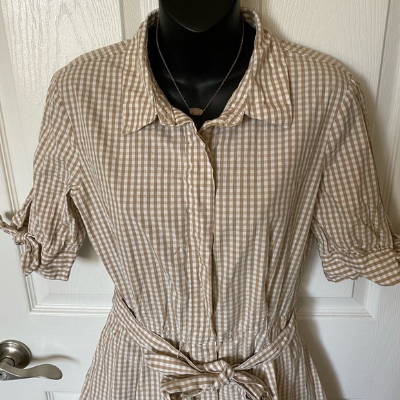 Calvin Klein Brown & White Plaid Midi Dress - Picture 10 of 16